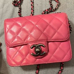 sold CHANEL Lambskin Quilted Mini Crossing Flap Bag Pink